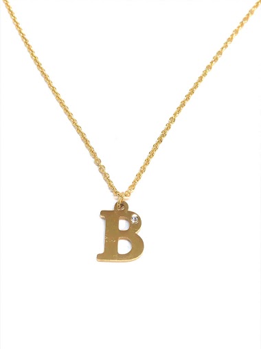 Wholesaler Z. Emilie - Initial B with strass steel necklace