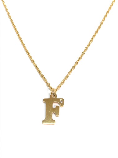 Wholesaler Z. Emilie - Initial F with strass steel necklace