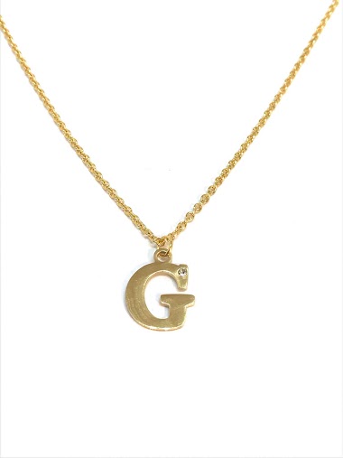 Großhändler Z. Emilie - Initial G with strass steel necklace