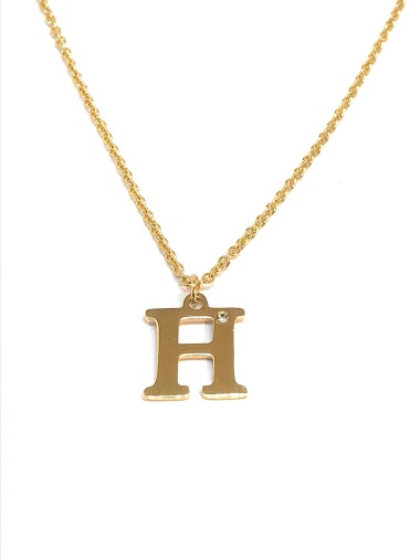 Wholesaler Z. Emilie - Initial H with strass steel necklace