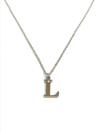 Wholesaler Z. Emilie - Initial L with strass steel necklace