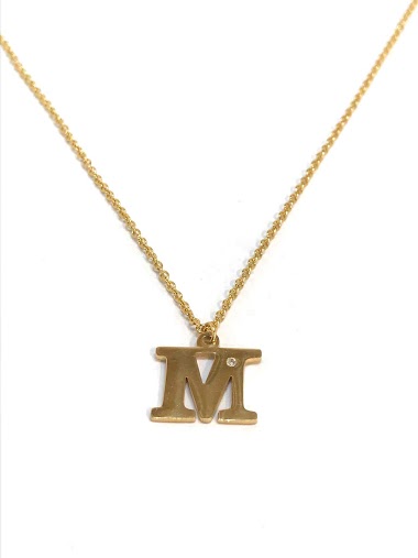 Wholesaler Z. Emilie - Initial M with strass steel necklace