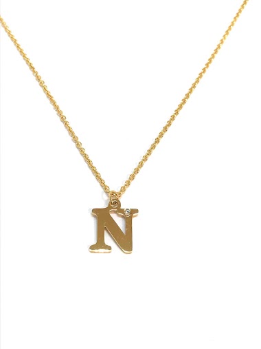 Wholesaler Z. Emilie - Initial N with strass steel necklace