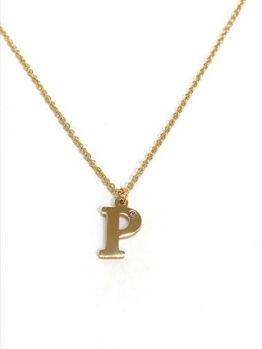Großhändler Z. Emilie - Initial P with strass steel necklace