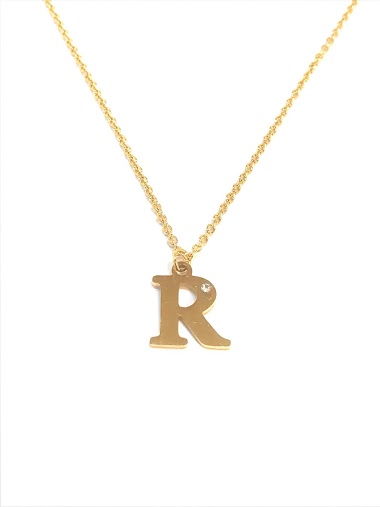 Wholesaler Z. Emilie - Initial R with strass steel necklace