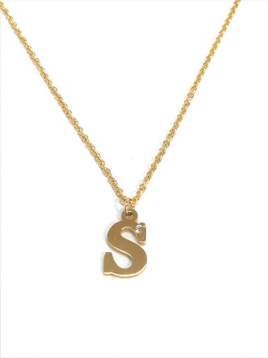 Wholesaler Z. Emilie - Initial S with strass steel necklace