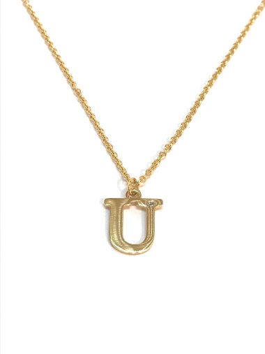 Wholesaler Z. Emilie - Initial U with strass steel necklace