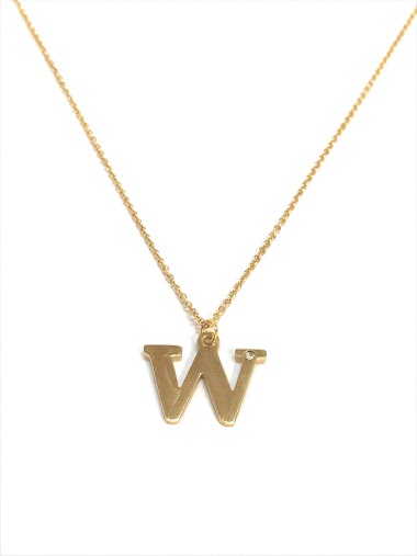 Wholesaler Z. Emilie - Initial W with strass steel necklace