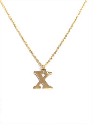 Wholesaler Z. Emilie - Initial X with strass steel necklace