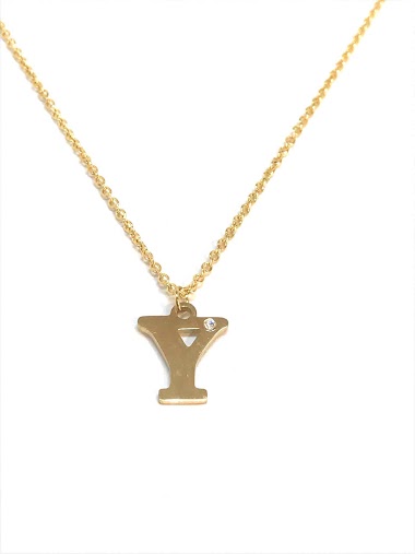 Wholesaler Z. Emilie - Initial Y with strass steel necklace
