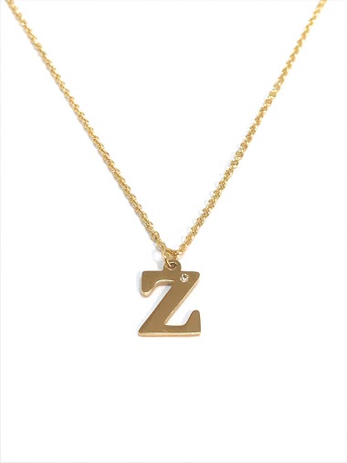 Großhändler Z. Emilie - Initial Z with strass steel necklace