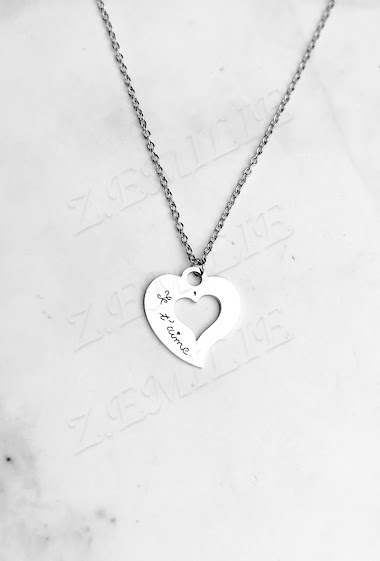 Wholesaler Z. Emilie - "Je t'aime" steel necklace