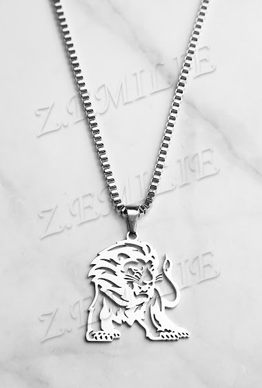 Lion steel necklace