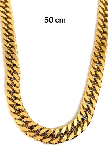Wholesaler Z. Emilie - Chain gourmet flat steel necklace 10mm