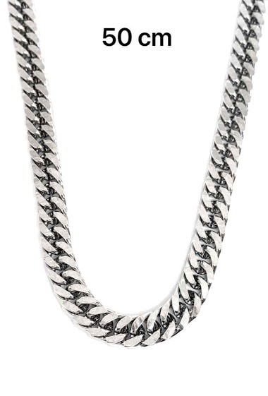Wholesaler Z. Emilie - Chain gourmet flat steel necklace 8mm