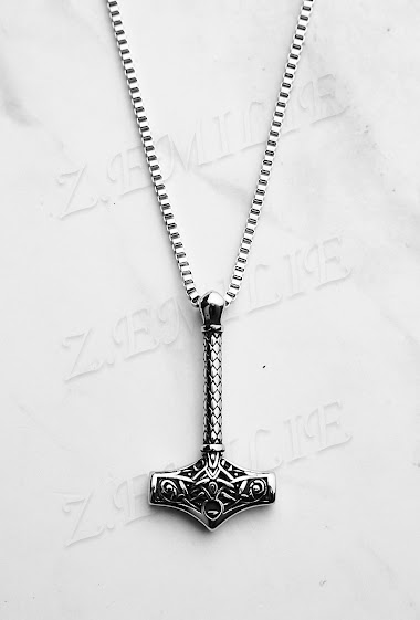 Viking Thor's hammer steel necklace