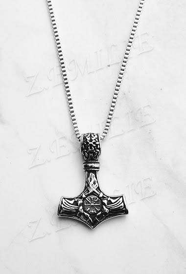 Viking Thor's hammer steel necklace