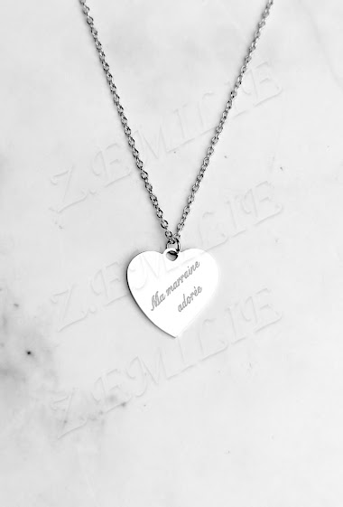 Wholesaler Z. Emilie - "ma marraine adorée" messagae steel necklace