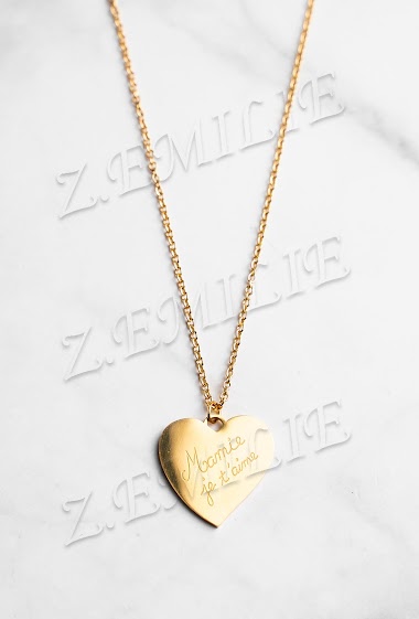 Wholesaler Z. Emilie - « mamie je t’aime » message steel necklace