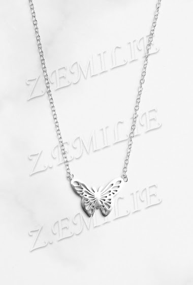 Grossiste Z. Emilie - Collier acier papillon