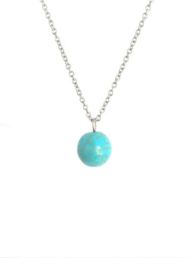 Großhändler Z. Emilie - Stone turquoise steel necklace