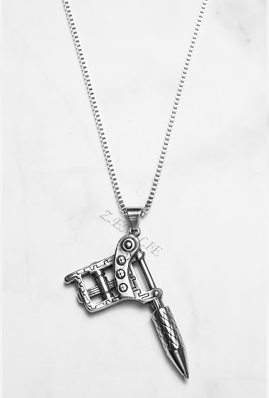 Wholesaler Z. Emilie - Tattoo gun steel necklace