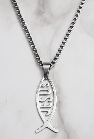 Wholesaler Z. Emilie - Fish ichthus steel necklace