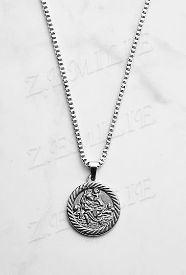 Saint Christopher steel necklace