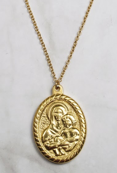 Mayorista Z. Emilie - Saint Virgin and jesus steel necklace