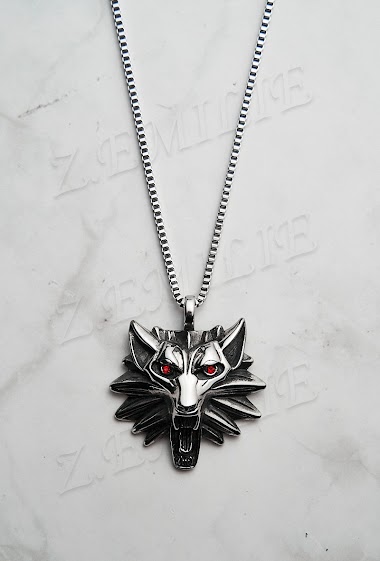 Wholesaler Z. Emilie - Wolf head steel necklace