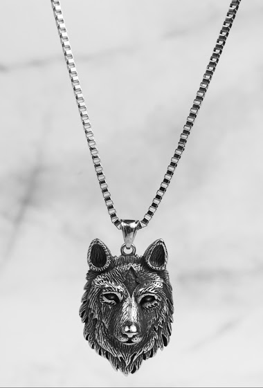 Wholesaler Z. Emilie - Wolf head steel necklace