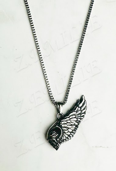 Wholesaler Z. Emilie - Skull with wings steel necklace