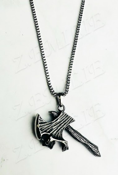 Großhändler Z. Emilie - Skull chopped steel necklace