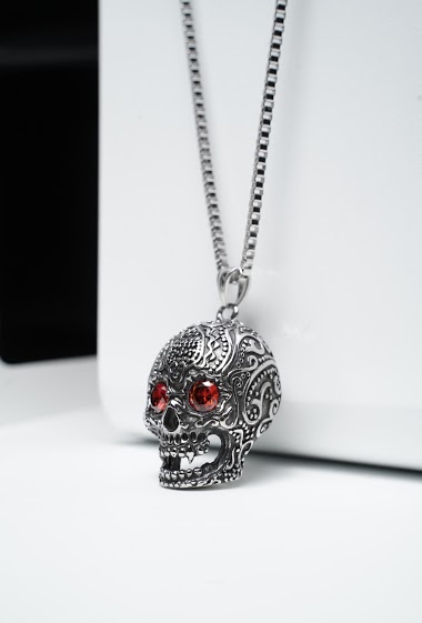 Mayorista Z. Emilie - Mexican skull steel necklace