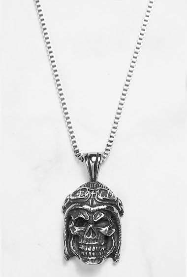 Großhändler Z. Emilie - Biker skull steel necklace