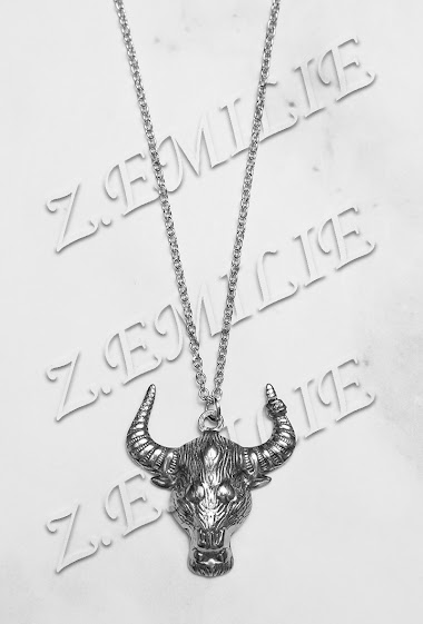 Wholesaler Z. Emilie - Bull head steel necklace