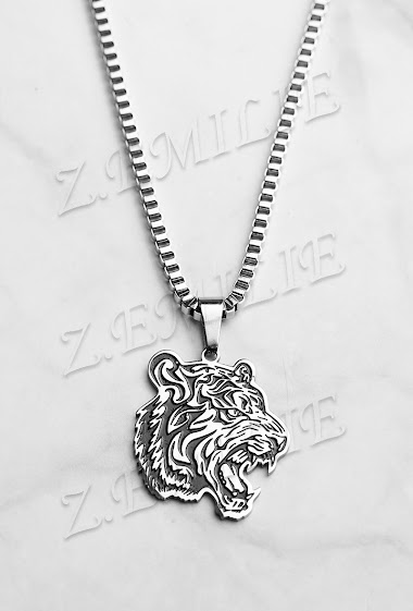 Tiger head steel necklace