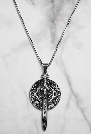 Mayorista Z. Emilie - Sword triskell viking steel necklace