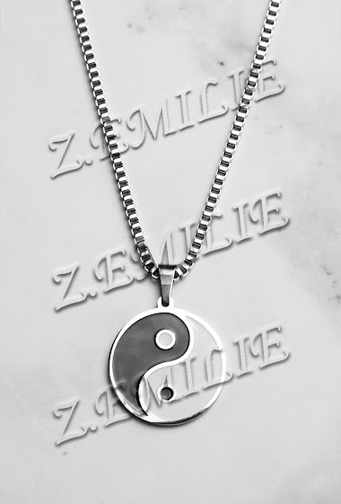 Grossiste Z. Emilie - Collier acier yin yang