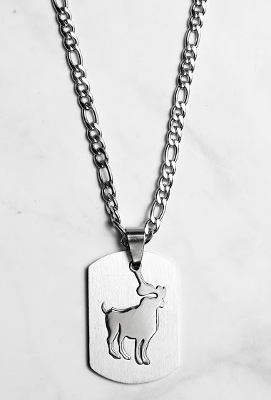 Wholesalers Z. Emilie - Zodiac aries steel necklace
