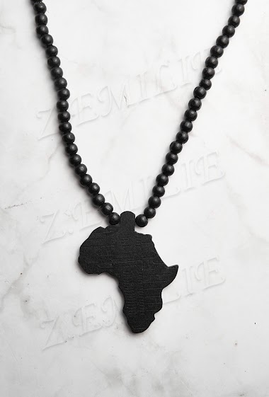 Africa map wood necklace