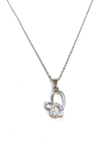 Wholesaler Z. Emilie - Double heart strass necklace