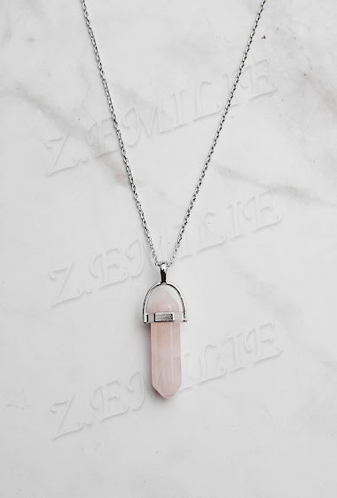 Grossiste Z. Emilie - Collier pierre quartz rose