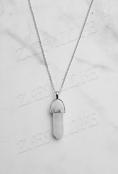 Grossiste Z. Emilie - Collier pierre quartz blanc