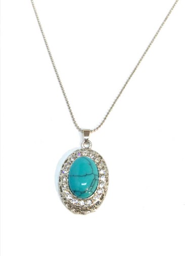 Wholesaler Z. Emilie - Acrylic turquoise necklace with strass around