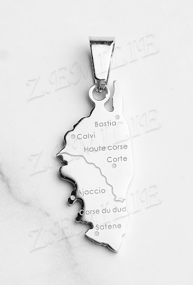 Grossiste Z. Emilie - Pendentif acier carte de Corse