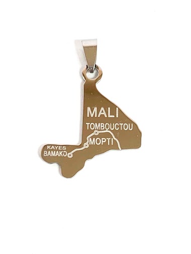 Grossiste Z. Emilie - Pendentif acier carte de Mali