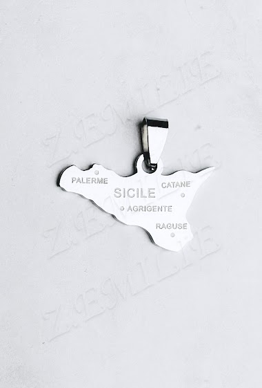 Großhändler Z. Emilie - Map Sicily steel pendant