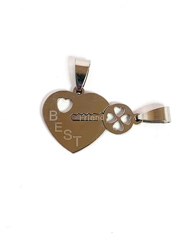 Wholesaler Z. Emilie - Heart and key steel pendant