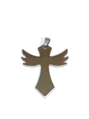 Grossiste Z. Emilie - Pendentif acier croix avec des ailes